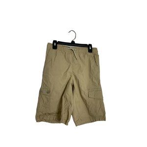 Arizona Jeans Boys Size M 10 12 Reg Tan Khaki Shorts Beige Pull on Waist Tie Car
